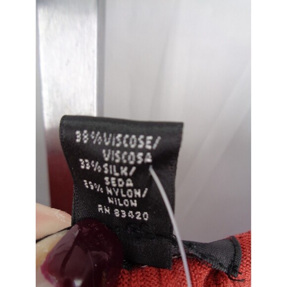 August Silk Ribbed Knit Sweater Top Size XL Embellished Neck New - Picture 7 of 8